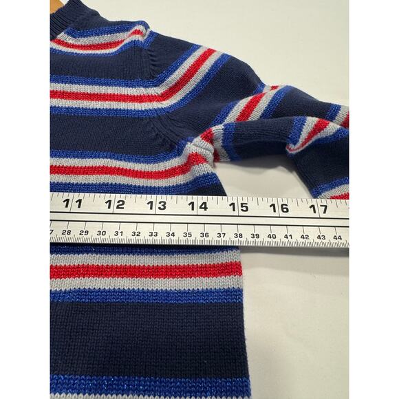 Mini Boden Kids Stripe Sweater 11-12Y Navy White Red Crew Neck Long Sleeve Knit - Picture 6 of 8